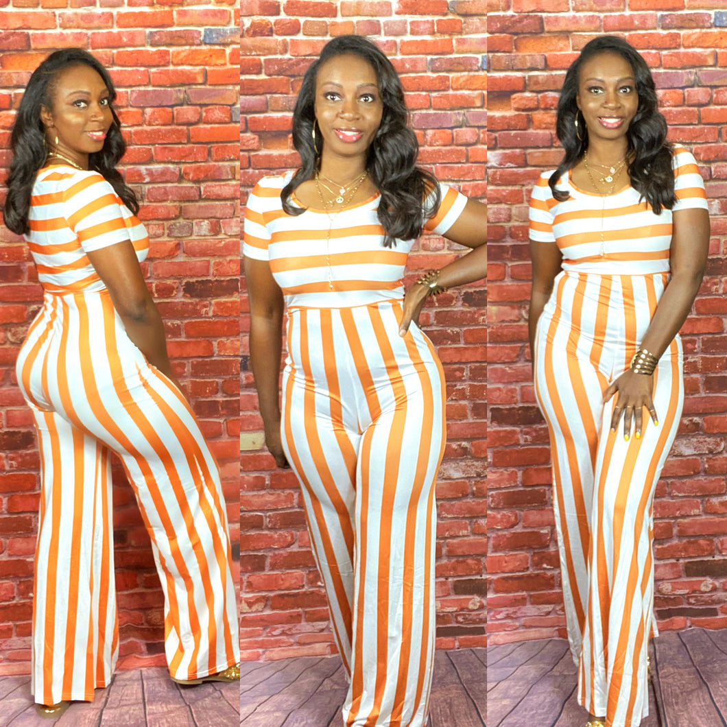 Out on Stripe Jumpsuit (Rust)