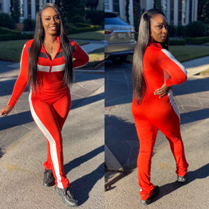 I Don't Care Jumpsuit (Red)